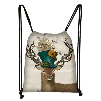 

Custom Good deer Drawstring Bag Cute Daypack Kids Satchel Casual Backpack Teenager Storage Bag Women Men 32x38cm*200616-15