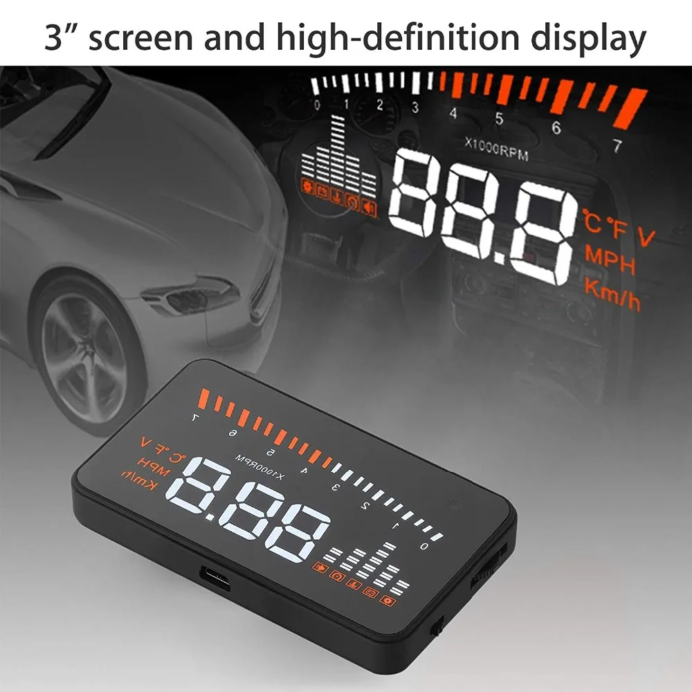 X5 автомобильный HUD Дисплей OBD II EOBD автоматическое соответствие скорости Предупреждение система проектор лобовое стекло автомобиля напряжение скорость сигнализации