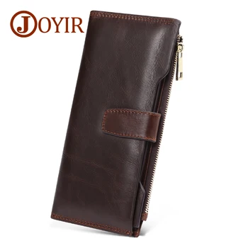 

Genuine Leather Men Wallets Long High Quality Card Holder Male Purse Zipper&Hasp Cell Phone Bags Clutch Wallets For Men