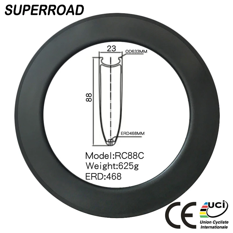 Wholesale price 23mm With 88mm Depth China Toray Carbon Road Bike Rim T1000 Bicycle Rims | Спорт и развлечения