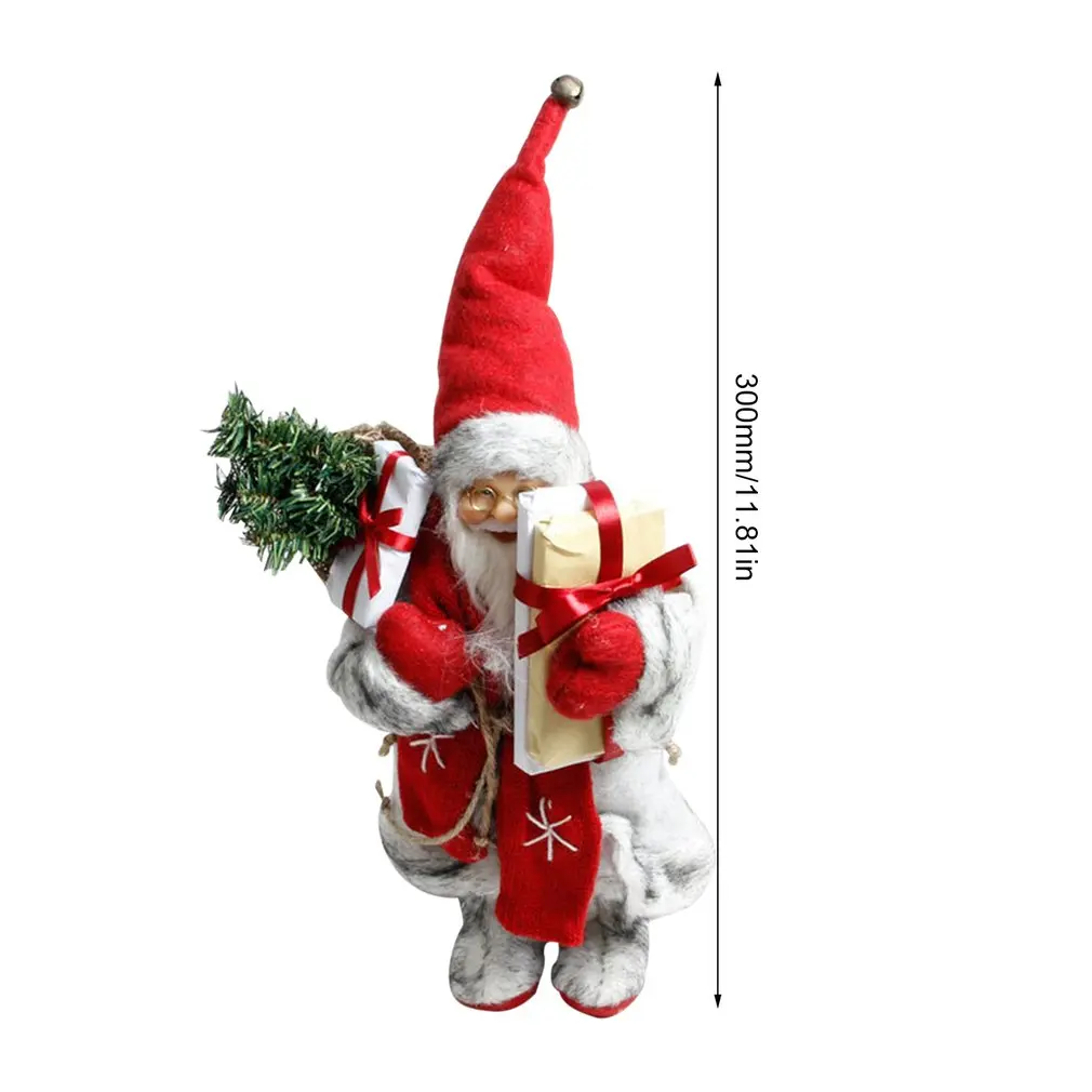 30cm Christmas Ornament Simulated Santa Claus Doll Old Man Plush Figurine Animated Doll Decoration