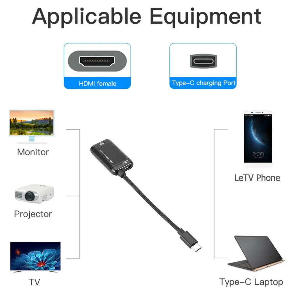 USB C к адаптеру HDMI 4K 1080P Тип 3 1 мужчина Женский кабель адаптер конвертер для MacBook MHL