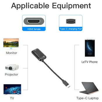 

USB-C to HDMI Adapter 4K 1080P Type-C 3.1 Male to HDMI Female Cable Adapter Converter for MacBook MHL Android Phone