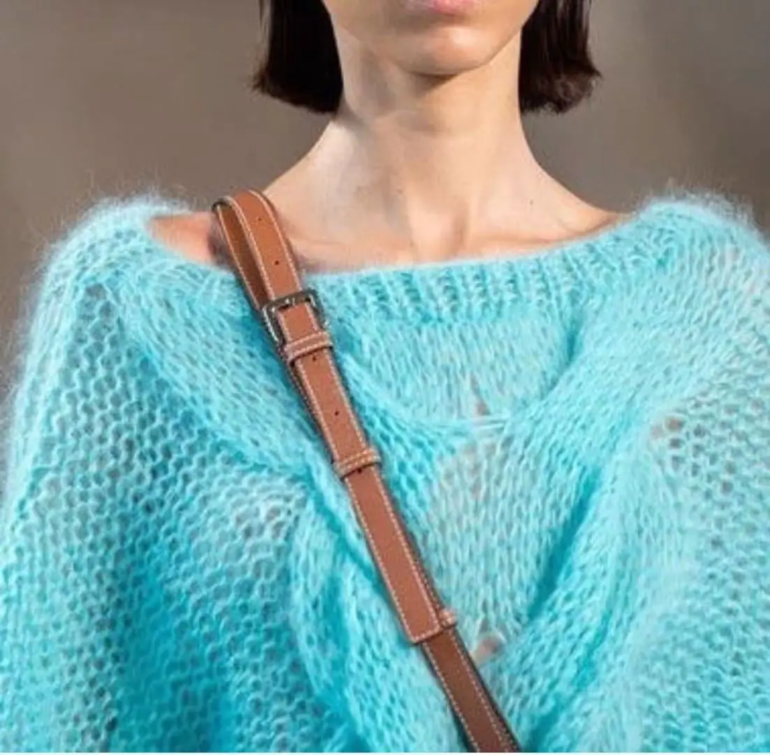 Осень и зима фонарь рукав вязаный женский мохер Мода loosesweater