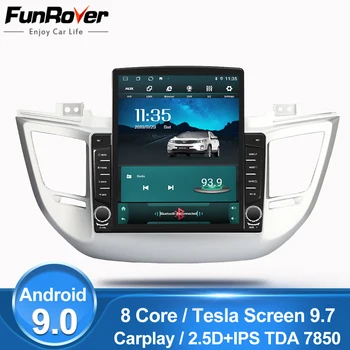 

Funrover 9.7" Tesla screen Android 9.0 car multimedia Player radio gps Stereo For Hyundai Tucson 3 iX35 2016-2018 2din DSP nodvd