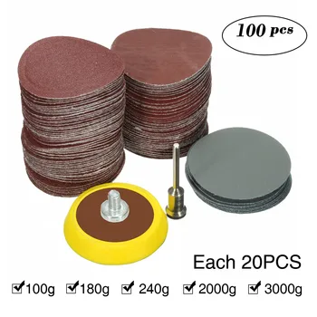 

100pcs 25mm/1inch Sandpaper + 1pcs Loop Sanding Pad Abrasives Mixed Polishing + 1pcs 1inch Hook Loop Backer Plate 1/8inch Shank
