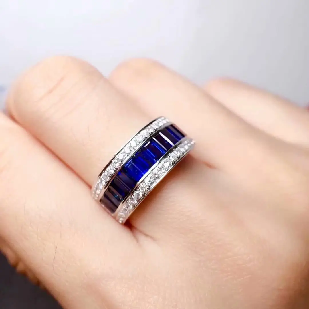 Squaer blue zircn кристалл обручальные кольца для женщин серебристый цвет ААА CCocktail Кольцо роскошные сверкающие стразы вечерние ювелирные изделия