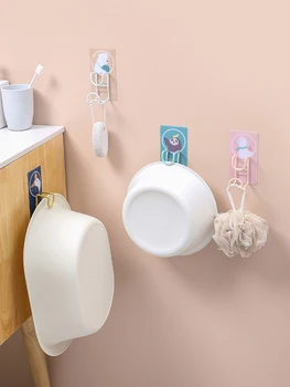 

1Pc Strong Paste Sticker Hooks for Home Bathroom Kitchen Key Towel Self-adhesive Washbasin Rack Saving Space Wall-Mounted Racks