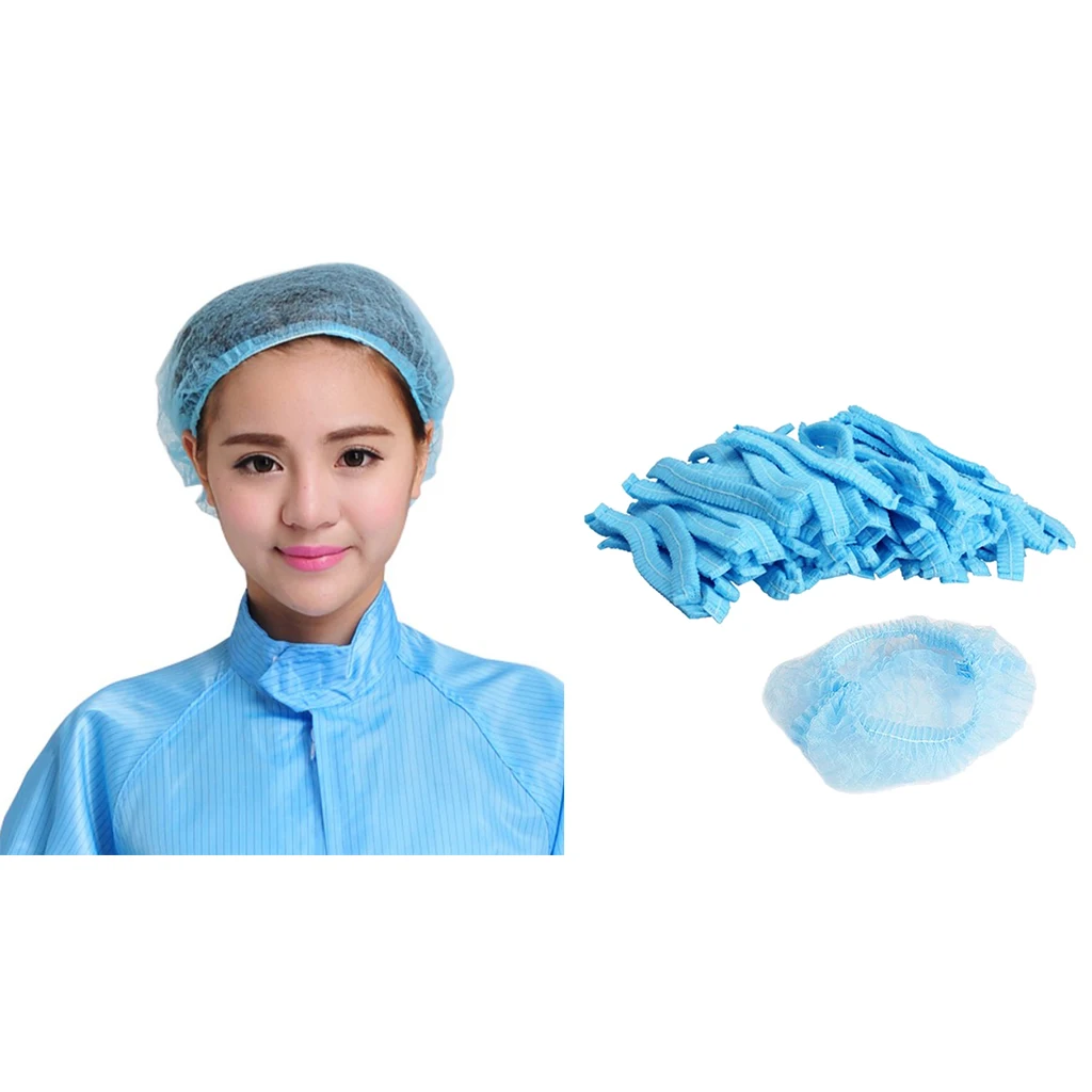 Disposable Mob Caps Elasticated Blue White Red Catering Hair Nets Cap 