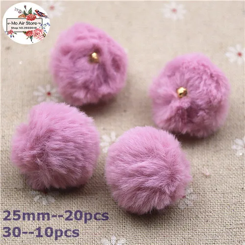 light purple 10/20 штук 25/30 мм смесь цветов круглый шар подражать кроличий мех, обшитая тканью кулон из бисера для дома и сада кабошон ремесла - Цвет: light purple