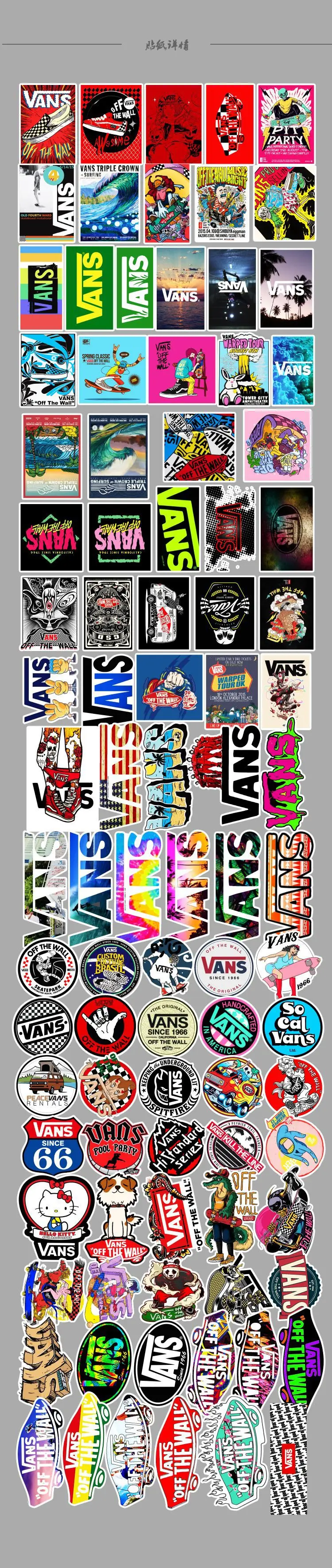 100 шт стикер s/naklejki "Vans Off The Wall" pegatinas Скейтборд Сноуборд багаж Автомобиль Велосипед винил водонепроницаемый DIY ПВХ стикер