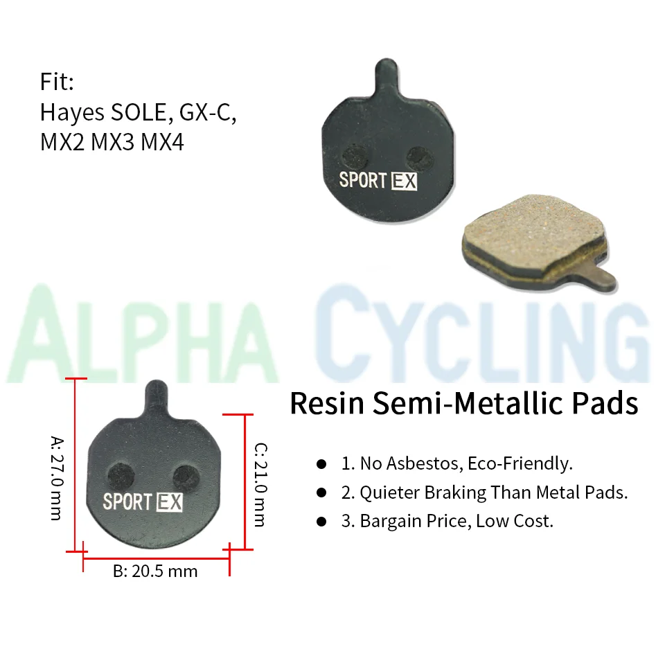 Bicycle Disc Brake Pads for Hayes SOLE, GX-C, MX2 MX3 MX4 Caliper