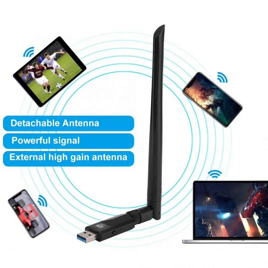 Беспроводной USB адаптер 1200M Двухдиапазонная беспроводная сетевая карта 2,4G/5,8G USB 3,0 Gigabit Wifi приемник для Windows XP/7/8