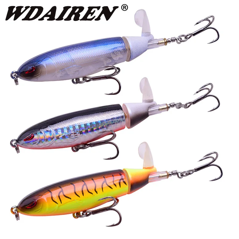 Whopper Plopper Topwater Floating Fishing Lures Rotating Tail For Carp Bass Pike 
