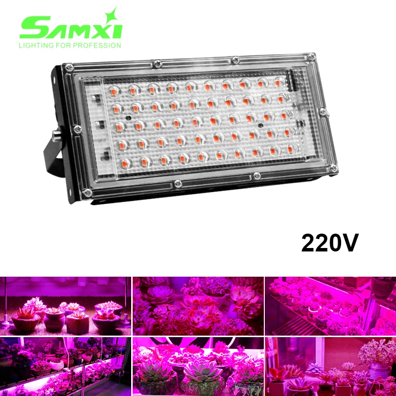 Светодиодный Grow светильник 50 светодиодный s чипсы Phytolamp полный спектр 220V Фито лампа для выращивания растений
