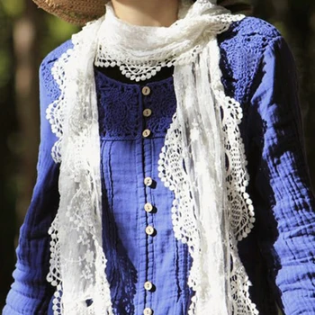 

New Spring Winter Fashion Accessories Lace Scarf White Or Beige Color Soft and Comfortable Shawls 2 Color For Women Ladies