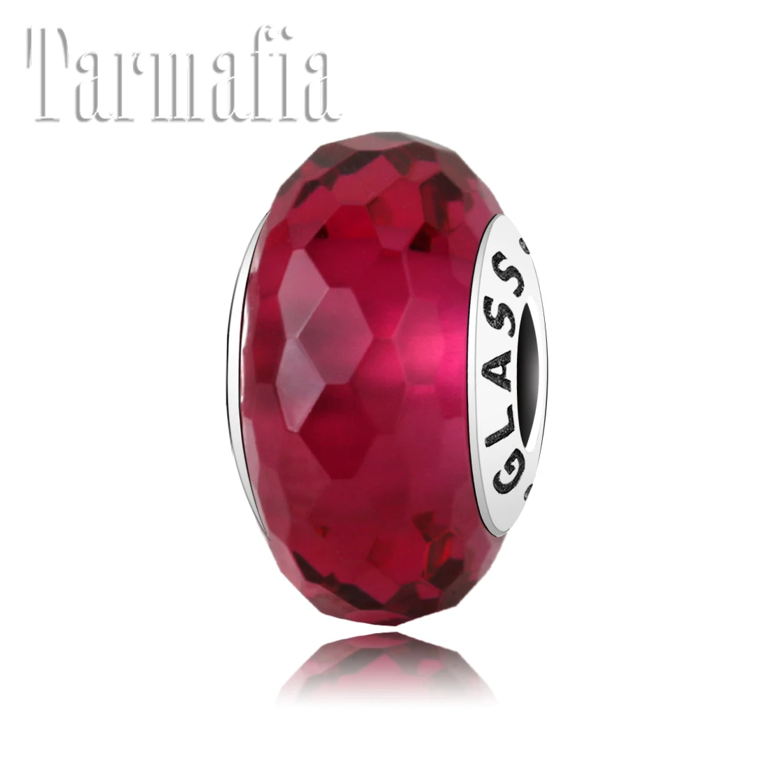 

Hot Rose Red cut surface DIY Fine 925 Sterling Silver Murano Glass Beads Fit Original Pandora Charms Bracelet Jewelry making