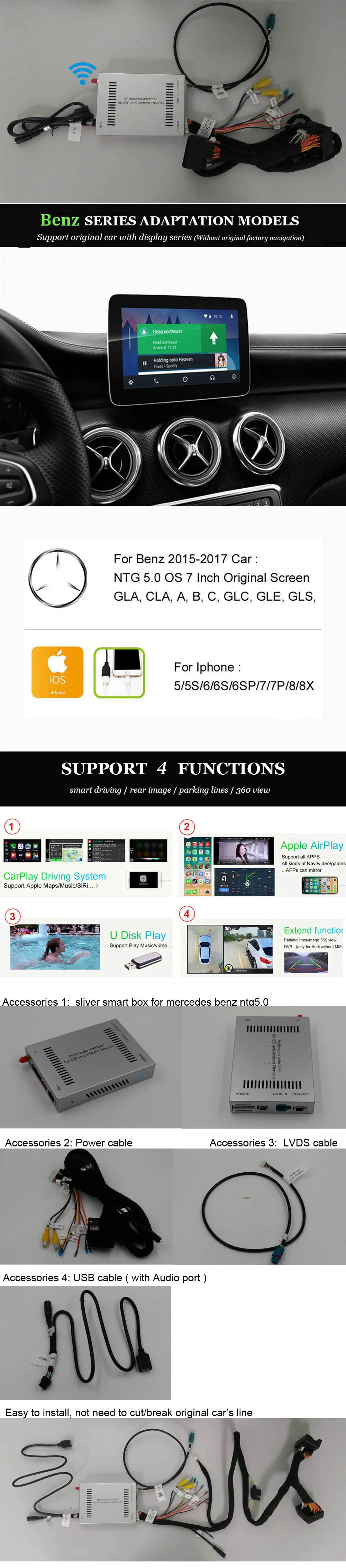 Top Wireless Multimedia Smart car Retrofit with Apple Carplay Box for Mercedes Benz NTG5.0 GLA A GLC C B E CLS GLE GLS iOS AirPlay 1 Top Wireless Multimedia Smart car Retrofit with Apple Carplay Box for Mercedes Benz NTG5.0 GLA A GLC C B E CLS GLE GLS iOS AirPlay 1