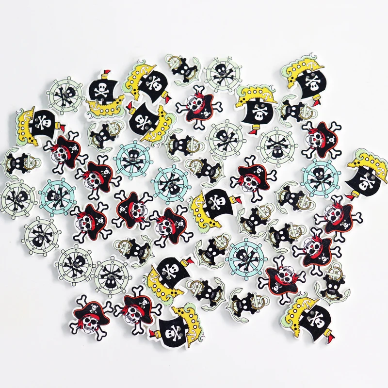 Wooden halloween buttons Sea 15mm wood Letters Christmas Natural Button for DIY Card Making Scrapbook Sewing Accessories - Image 6