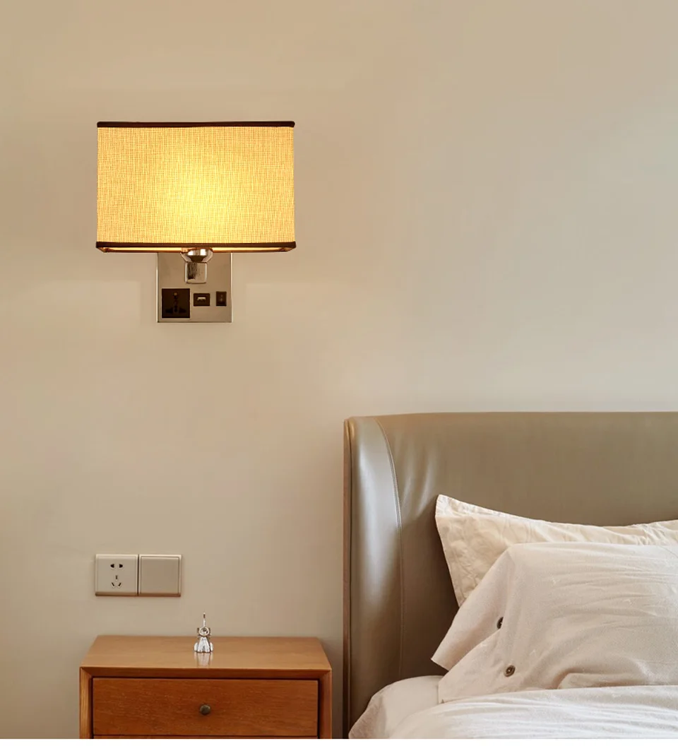 wall lamps USB plug interface charging wall lamp creative bedroom with plug bedside led wall lamp hotel bedside lamp kitchen wall lights