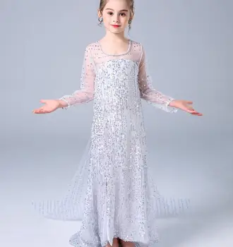 

2020 Summer Children Baby White Sequined Cosplay Dresses , Girls Princess Elegant Clothes 6 pcs/lot, Wholesale