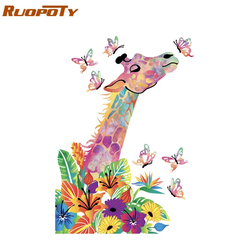 

RUOPOTY Picture Frame Giraffe Diy Painting By Numbers Kit Coloring By Numbers Modern Wall Art Picture By Numbers Home Decors Art