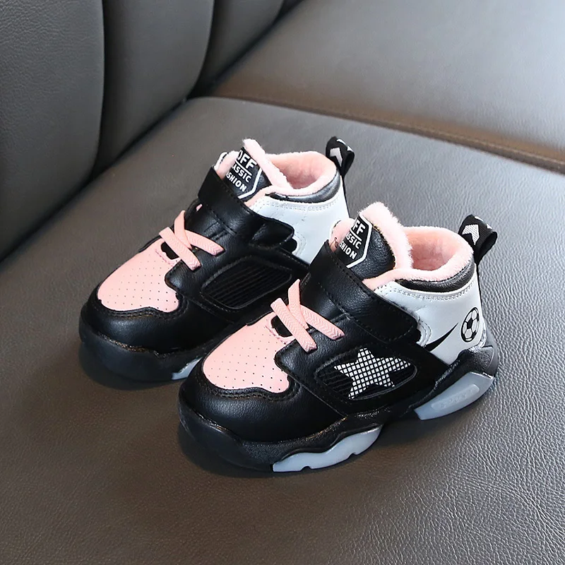JUSTSL Boys Girls Sports Cotton Shoes New autumn winter Childrem Warm Snow Toddler Shoes Kids Casual Boots