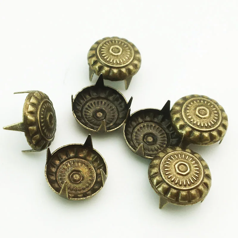 100/200PCS Round Metal Bronze Four Fastener Brads Spikes Scrapbooking Embellishment Crafts Pushpin Studs Decoration 11mm WD0274 metal brads