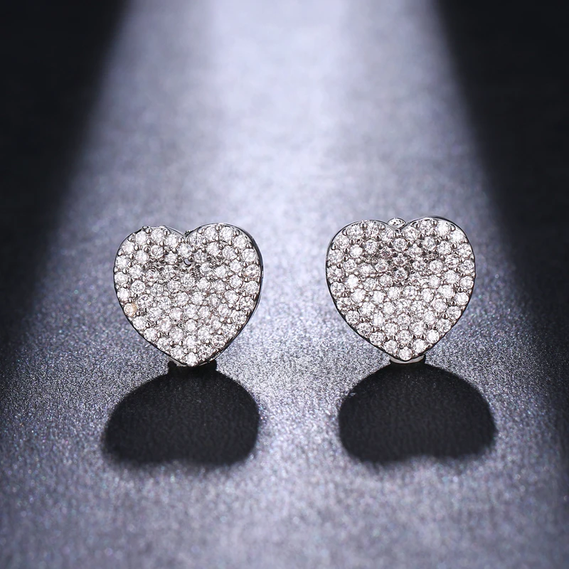 Bettyue Simple Style Heart-shape Lovely Stud Earring With White Cubic Zircon In New Trendy Party Symbol Of Love For Women | Украшения и