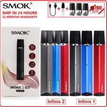 SMOK Infinix 1 2 комплект, электронная сигарета, мини-ручка, вейп-ручка, аккумулятор 450 мАч, с 2 мл стручковым испарителем VS WO1 NOVO NORD