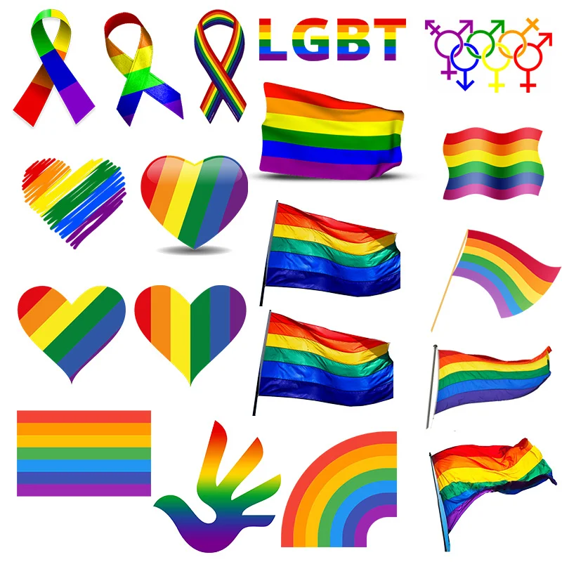 Lesbian and Gay Rainbow Love Badge trumpet LGBT Flag Customized Heat Transfer washable Patch Iron on T-shirts Decoration | Дом и сад