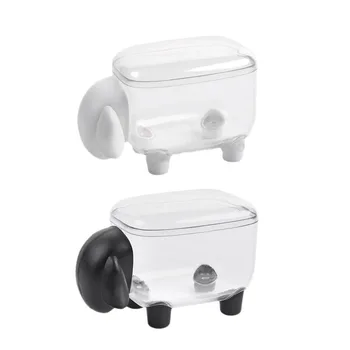 

2Pcs Cute Sheep Creative Mini Plastic Cotton Swab Storage Box Household Office Dust-Proof Desktop Storage Box