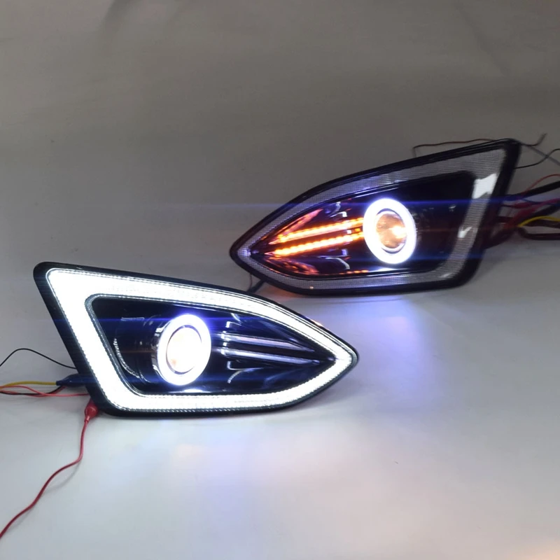  LED DRL Daytime Running Light Fog Lamp with COB Angel Eye 12V Car Running Lights for Ford Edge 2015 - 4000142523141