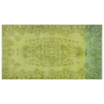 

Handmade Green Vintage Overdyed Turkish Area Rug 112x205 Cm-3'8''X6'9''