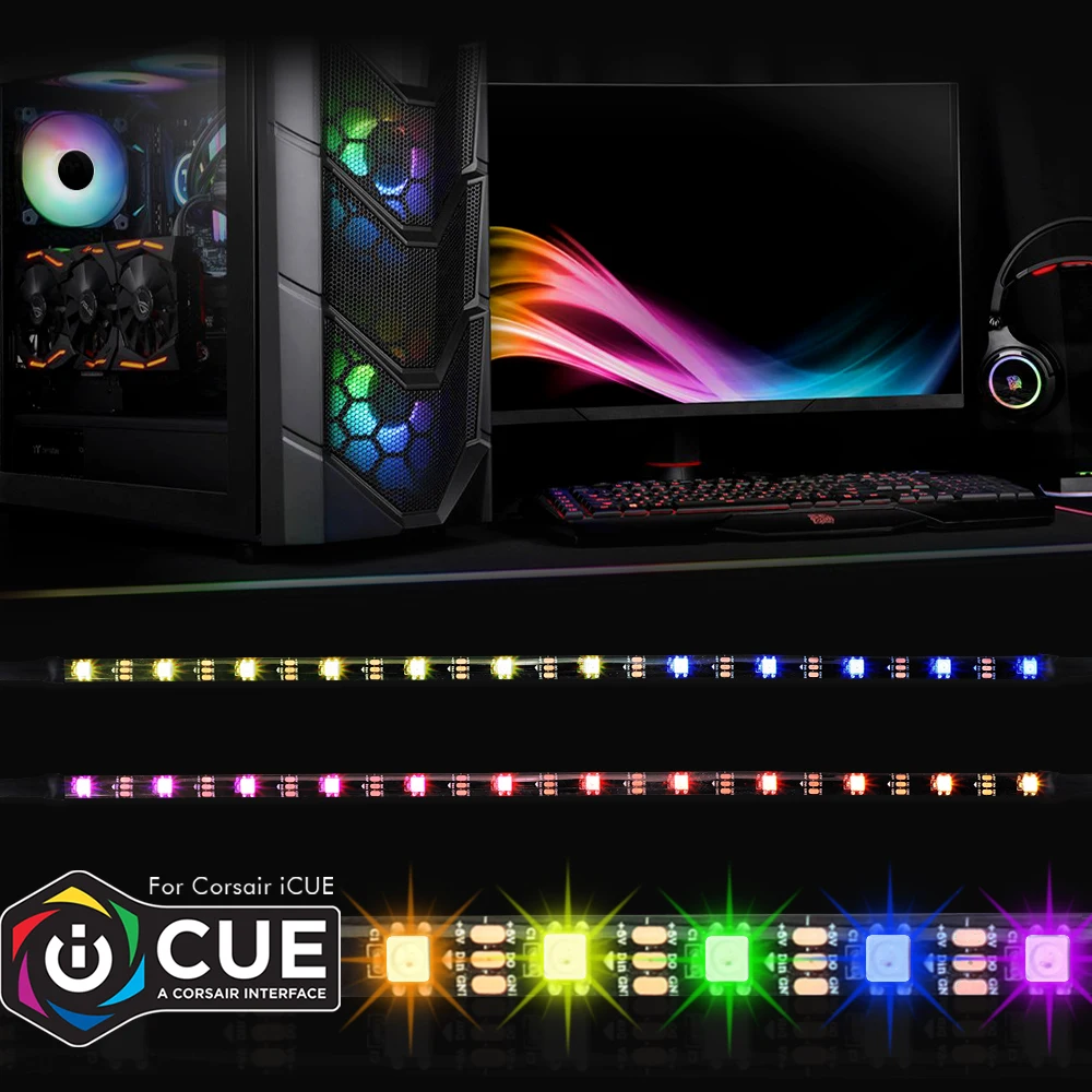 40 см Адресуемая WS2812b цифровая светодиодная лента Радуга RGB LED освещение комплект