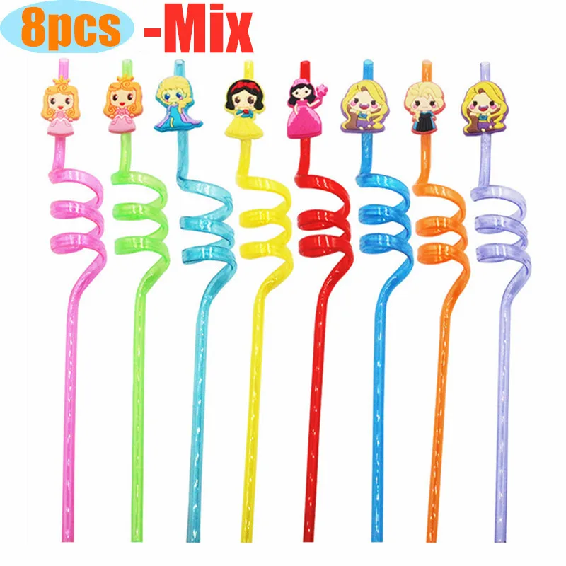 6 Cannucce Riutilizzabili Animali Cartoon - Cannucce Colorate Per Feste Bambini, Multicolori - Foto 4