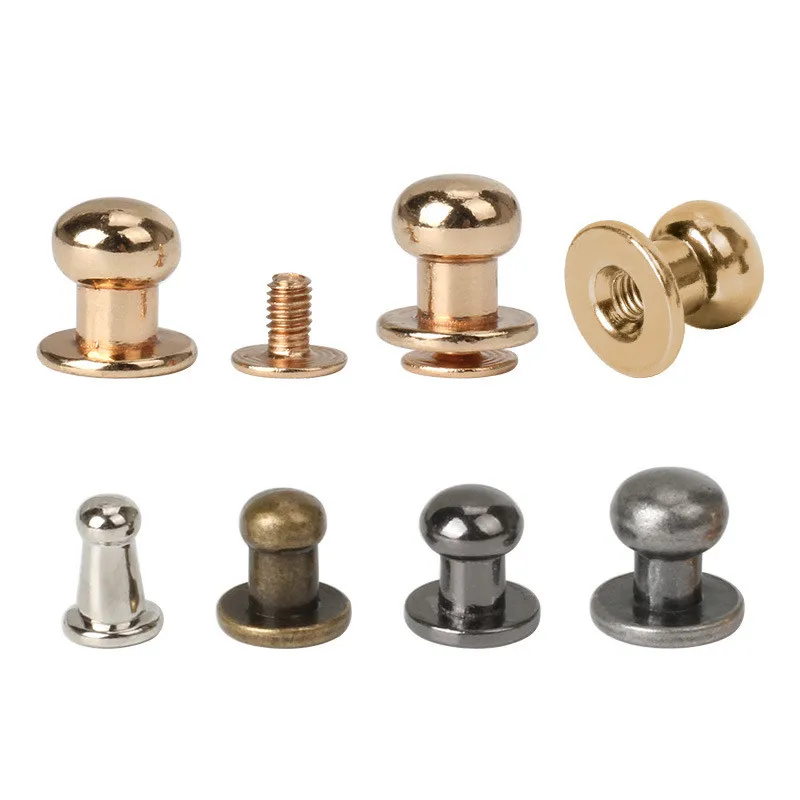 50Sets Metal Alloy Knob Screw Rivets Studs DIY Crafts Leather Belt Watchband Round Monk Head Rivets Spikes Decor Nail Buckles