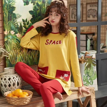 

Pajamas women's spring and autumn cotton long-sleeved Korean princess style pajamas thin style outing home wears two-piece suit