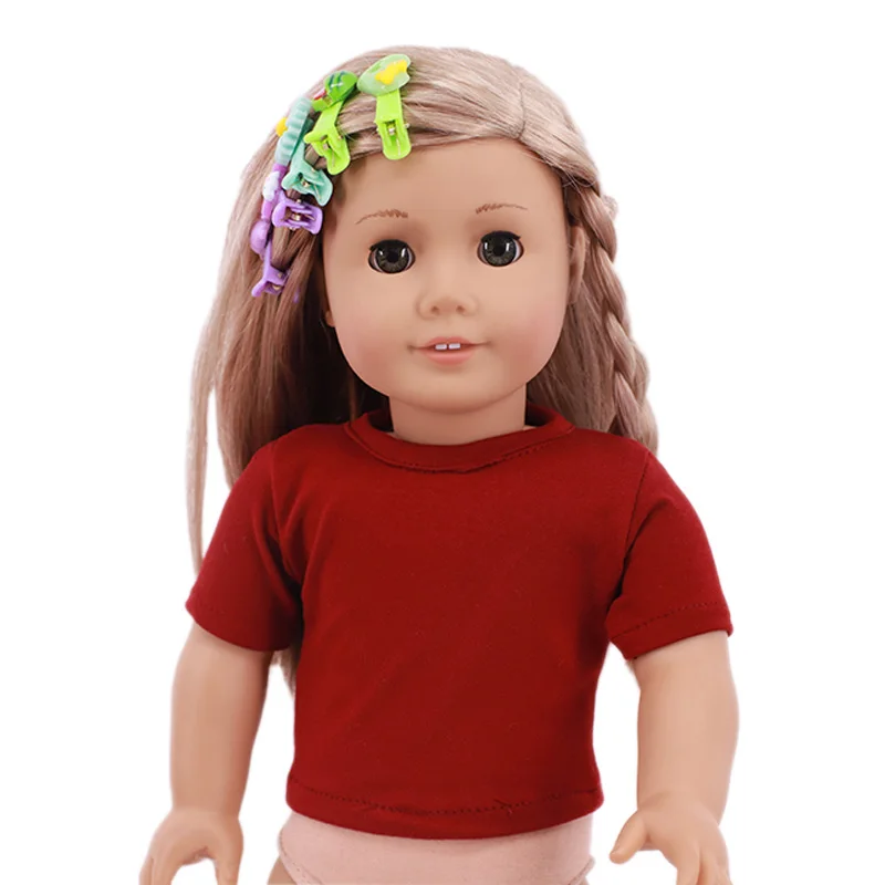 Barbie Doll Clothes Doll Clothes Accessories Doll Clothes Doll Accessories Doll Clothes Cotton Striped T-shirt Unisex Short Top Fit 18Inch American &43cm Reborn Baby Doll Accessories Generation Gifts