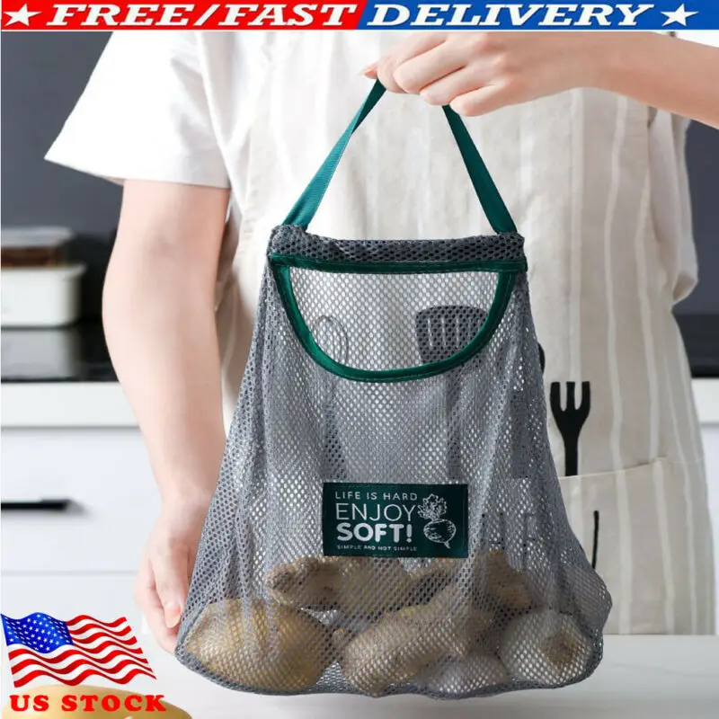 Breathable Wall Handle Onion Garlic Grocery Hanging Storage Bags Kid