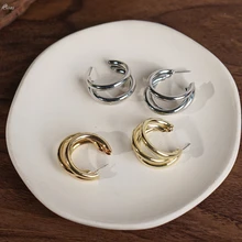 AOMU новые трендовые индивидуальные Многослойные накладные трехслойные Необычные кривые металлические серьги-гвоздики для женщин вечерние подарки