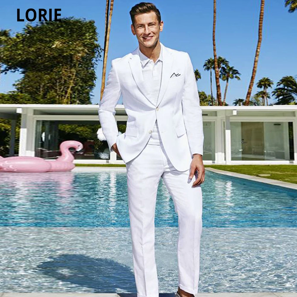 

LORIE Gentleman Wedding Suit For Men 2021 Summer Business Suits Slim Fit Terno Masculino Man Groomsmen Blazers Bridegroom Outfit