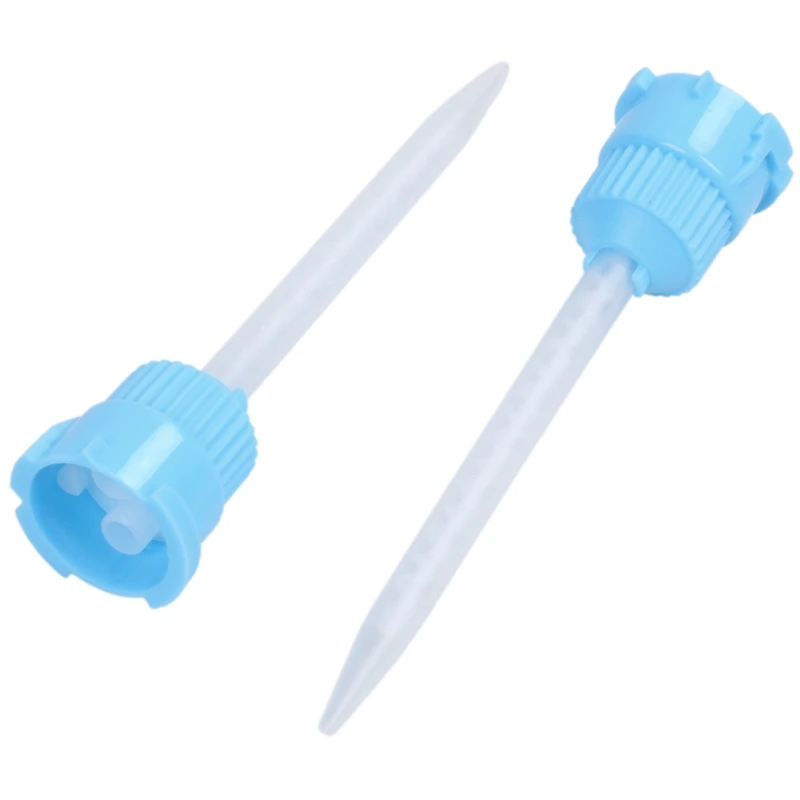 100 Pcs Dental Impression Tip Temporary 1: 1 Silicone Rubber, 50 Pcs Blue Tips& 50 Pcs Brown Straight Tips