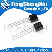100 шт. 2N5551 2N5401 5551 5401 TO-92(50 шт.* 2N5401+ 50 шт.* 2N5551) TO92 Транзисторы, новинка