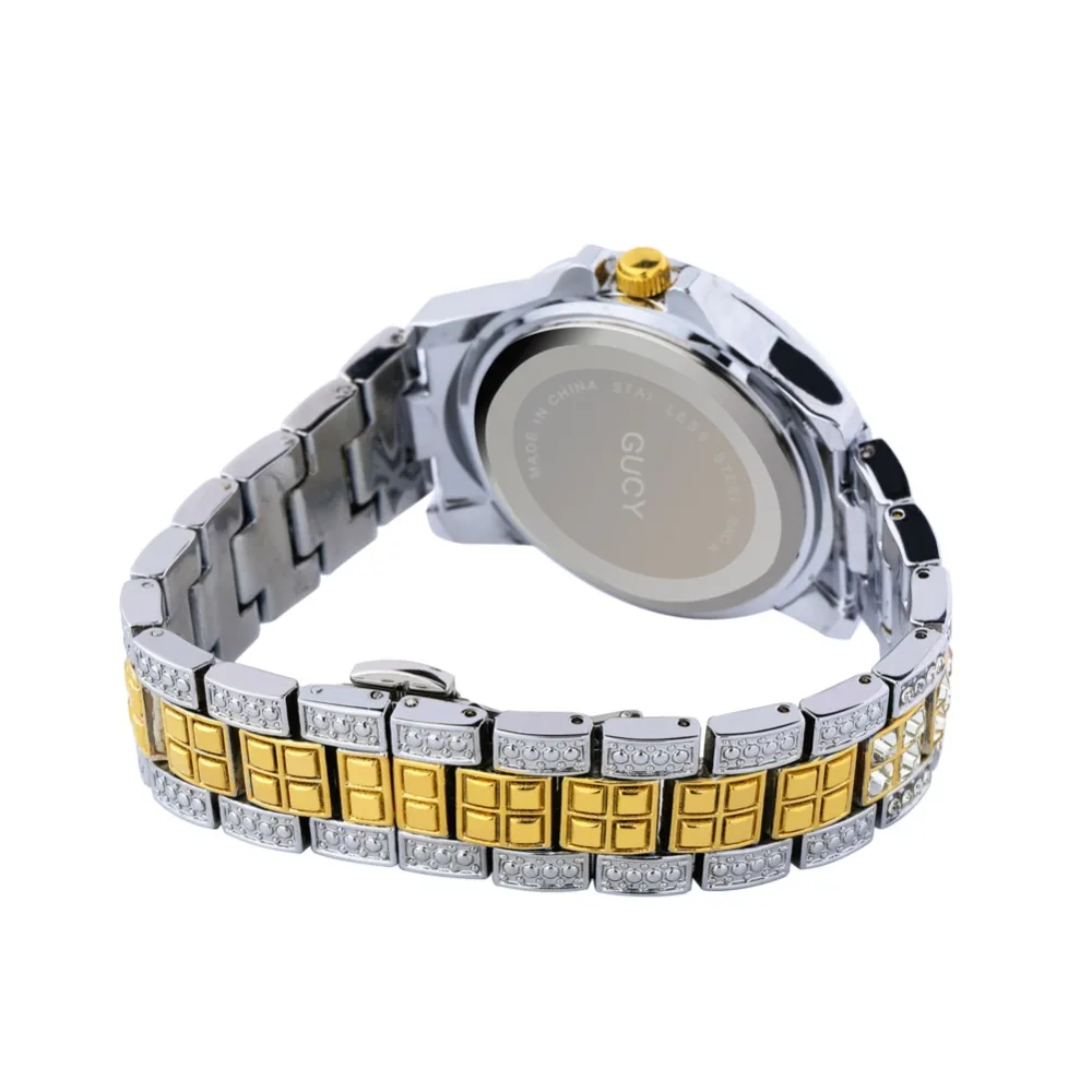 GUCY AAA ICED OUT хип-хоп наручные часы с микро pave CZ браслет из нержавеющей стали Прямая поставка