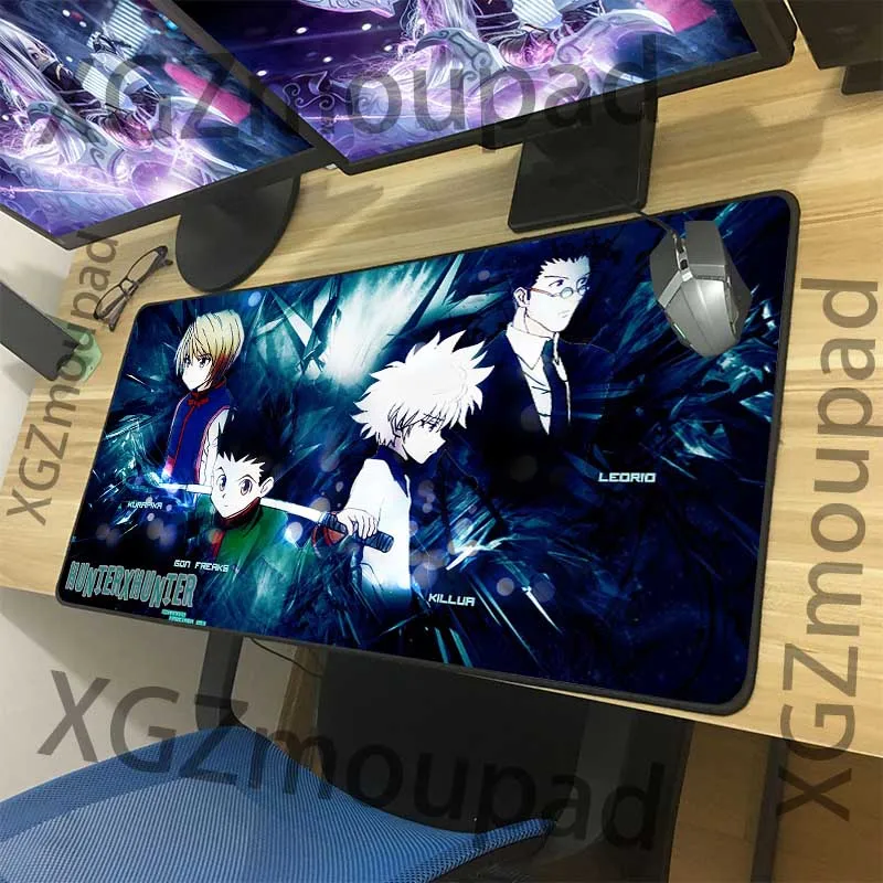 XGZ Anime Hunter HD Large Gaming Computer Desk Mat Black Lock Edge Custom Mouse Pad Natural Rubber