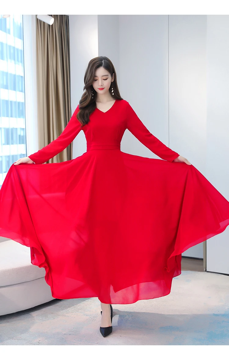 Autumn Winter Vintage Chiffon Boho Midi Dress 2020 4XL Plus Size Sexy Casual Maxi Dresses Women Party Long Sleeve Black Vestidos