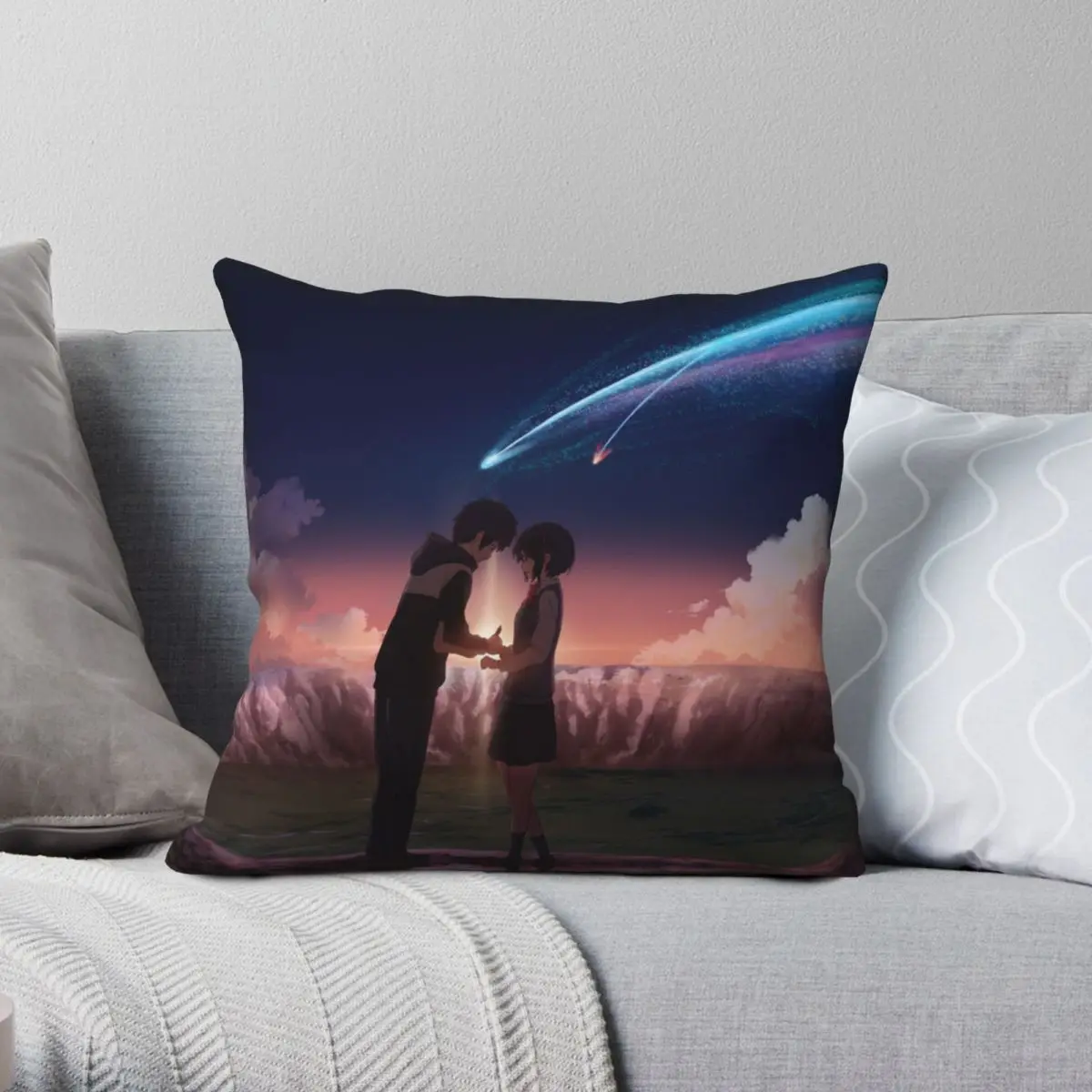 Kimi No Na Wa чехол для подушки с вашим именем полиэстеровый льняной бархатный