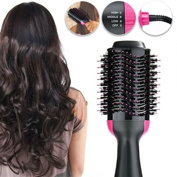 

1000W Anti-static Hair Brush One-Step Hair Volumizer Multifunctional 3 In 1 Dryer Straightener Curler Styling Comb Hot Comb Tool
