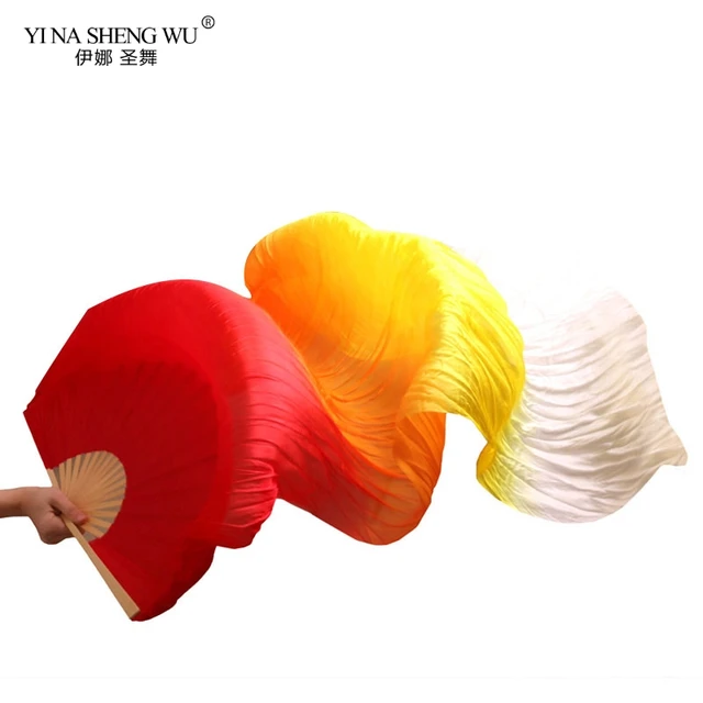 1 Piece Imitation Silk Colorful Belly Dance Fan Handmade Fan For Kids/Women Bellydance Long Fan Chinese Dance Fan Veil 22 Colors Color 9
